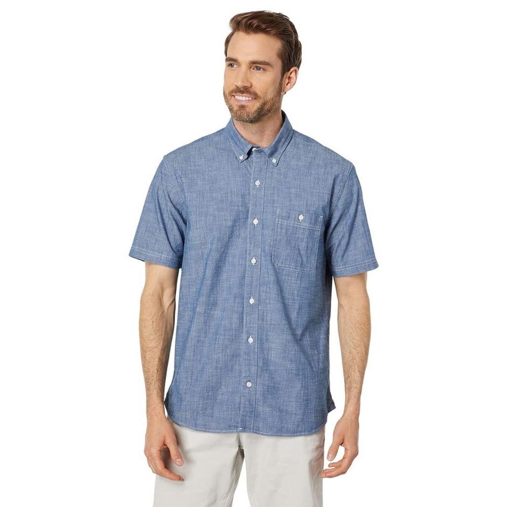 L.L. Bean Comfort Stretch Chambray Shirt Mens XL Slightly Fitted Blue Indigo Top